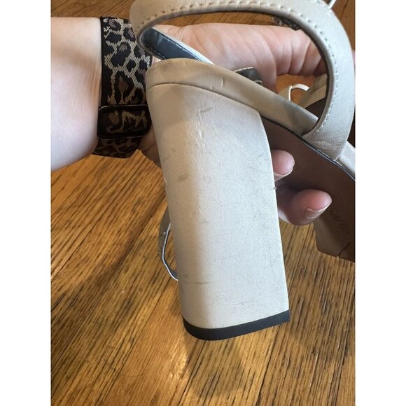 Franco Sarto Womens Damalis Faux Leather Open Toe Heels Beige size 8 - Picture 4 of 7